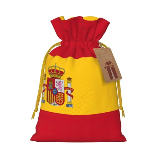 Bolsa de regalo con cordón con estampado de bandera española para bodas, fiestas, cumpleaños, bolsa de regalo única, bolsa de lona reutilizable, 1 pieza S