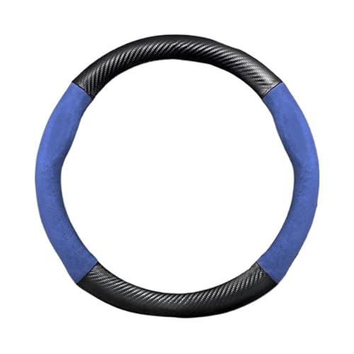 Volantes de Coche Funda Volante para Volvo XC40 XC60 XC70 XC90 S60 S90 V40 V60 V90 EX90 Gamuza Fibra De Carbono Antideslizante. Volante Coche(Carbon Fiber Blue)
