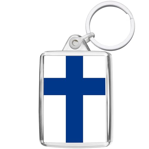 Pixly® Porte-clés drapeau de la Finlande - Souvenir - Cadeau souvenir finlandais, claire, M