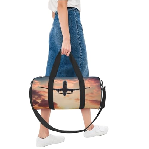 Travel Duffle Bag Weekender Bags For Men Women With Shoe Compartment Large Capacity Weekender Overnight Bag Airplane Sunset Sky Carry On Tote Bags Sport Gym Bag For Travel Yoga4