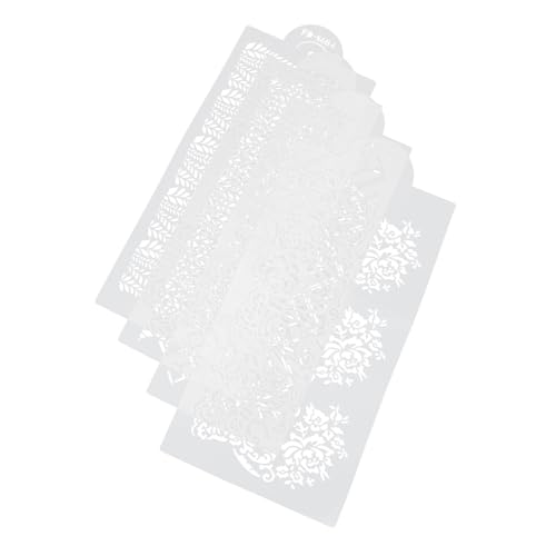 KONTONTY 4Pcs Reusable Cake Decorating Stencils Hollow Out Fondant for DIY Crafts Baking and Designs Easy to Clean Non Stick for Unique Cake Prints