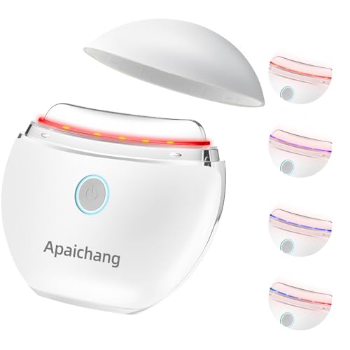 EMS Gua Sha Elektrisch Apaichang Gesichtsmassagegerät mit Vibration & Wärme Massagegerät Face Lifting Gesicht 4 Modi Guasha Face Massager mit Rot Blau Lila Anti Aging Gegen Falten