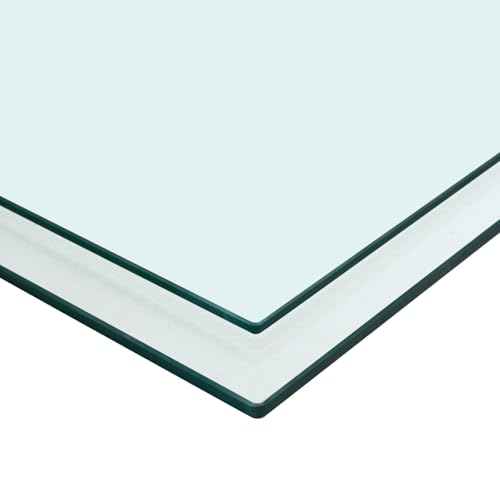 Image of Tempered Glass Square Table Top 47.2 * 23.6 Inch Diameter, 3 /8 Inch Thick, Heavy-Duty Safety Glass Circle for Dining Table, Desk, Patio Base Replacement-Clear