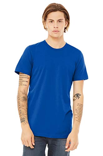 Unisex Casual Cotton Reactive-Dyed Dischargeable Customize Post Your Image Text Jersey Short Sleeve Tee (Blue, XXXL)