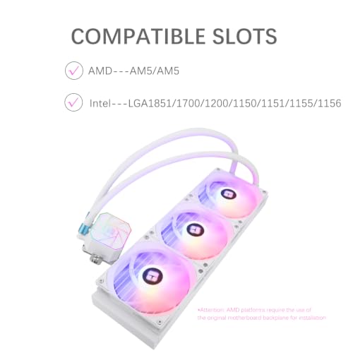 Image of TR-Thermalright Aqua Elite 360 White V3 Aio CPU Cooler-360mm Liquid Cooler,3x120mm ARGB Cooling Fan,Easy Installation,Compatible with AM5 /AM4, LGA1851 /1700 /115X /1200 /2011, White