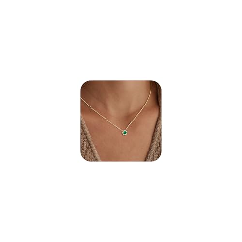 Turandoss May Birthstone Necklace Gifts for Women Girls Emerald Jewellery