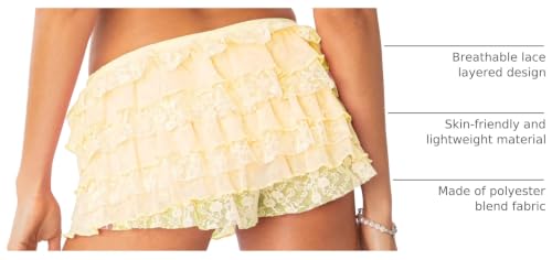 Image of NUFIWI Women Lolita Bloomers Ruffle Shorts Lace Cute Pumpkin Pants Sexy Boyshorts Layered Y2k Mini Shorts Pettipants