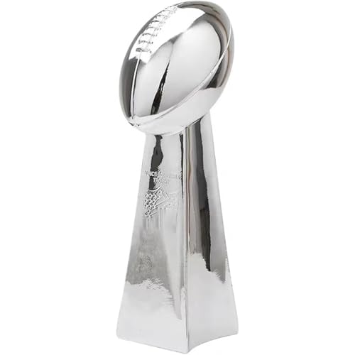 Silver Football Championship Replica Trophy, Resin Chrome Winner Cup Award Souvenir for League Team Sports Fan (23cm/9inch)