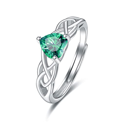 Praymos Emerald Rings For Women Heart Ring 925 Sterling Silver Green Ring May Birthstone Rings Open Rings … #TOP28