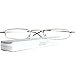 Produktbild Schmale Metall Mini Lesebrille, Edelstahl Rahmen (Silber), mit GRATIS Slim-Fit Alu Brillenetui, Lesehilfe Flach Damen und Herren +2.0 Dioptrien