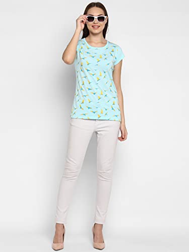 Image of Modeve Women Printed Cotton Blend Half Sleeve Round Neck T-Shirt for Summer