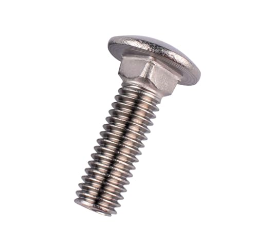 Image of 5 /16-18 x 1-1 /4 inch Carriage Bolts Screws, 18-8 Stainless Steel 304, Round Head, Square Neck, UNC Fully Machine Coarse Threaded,10Pcs