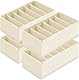 Homsorout Schubladen Organizer Kleiderschrank Organizer - Faltbare Aufbewahrungsbox Stoff Schubladen Ordnungssystem Unterwäsche Organizer für Hosen, Kleidung, Socken, 4 Stück Beige
