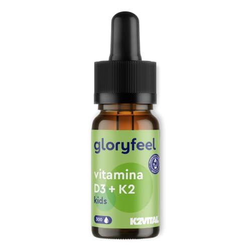 Vitamina D3 y K2 Gotas (10 meses) - 100% Vegano para niños >4 años - Premium: K2VITAL® - 25µg Vitamina K + 500 UI D3 - Sistema inmunitario, huesos y dientes* - Probado en laboratorio Sin Aditivos