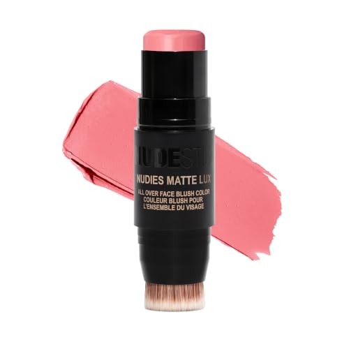 Image of Nudestix Nudies Matte Lux - 3-in-1 Soft-Matte Blush Stick for Cheeks, Eyes & Lips with Built-In Brush | Cream-to-Powder Finish with Blurring Effect | Clean, Vegan, Travel-Friendly Makeup