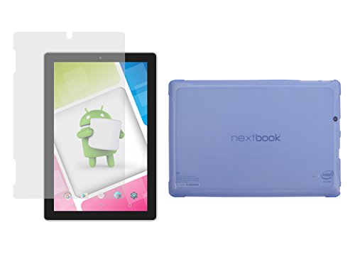 Nextbook Ares 10A Light Blue TPU Case + Screen Protector- iShoppingdeals Ultra-Slim TPU Rubber Gel Cover with Textured, Non-Slip Grip for Nextbook Ares 10A 10.1”(NX16A10132S) Tablet 2016 Release