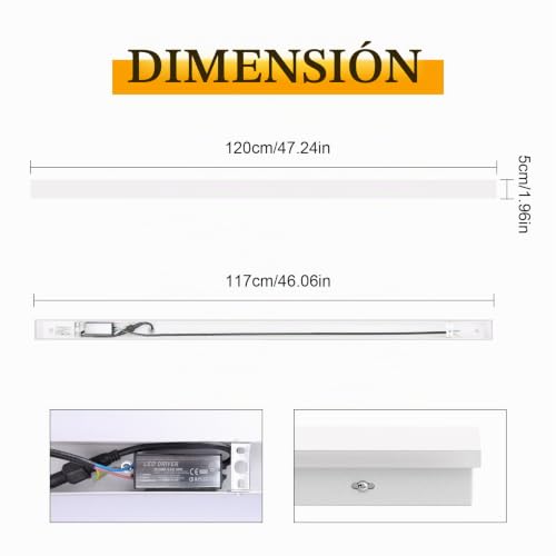 Miniatura 7 de K-Bright Aplique De Pared Exterior Led 120cm Aluminio Lámpara De Pared Ip65 Blanco Cálido 35w 3000k Moderna Para Balcón Patio Jardín Balcón,Blanco