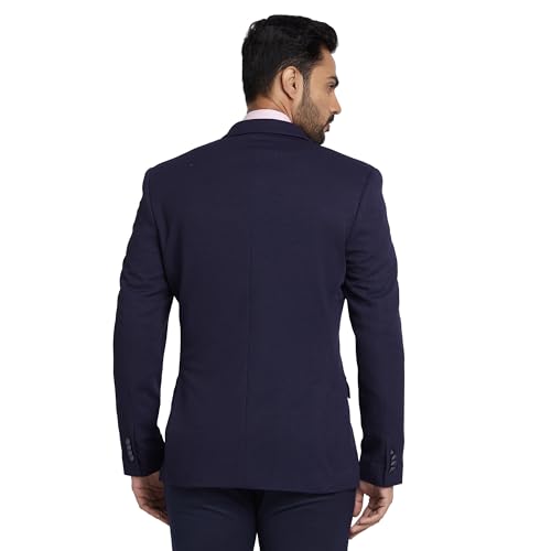 Image of Park Avenue Men's Super Slim Fit Pure Terylene Structure Pattern Notch Lapel Full Sleeve Formal Jacket