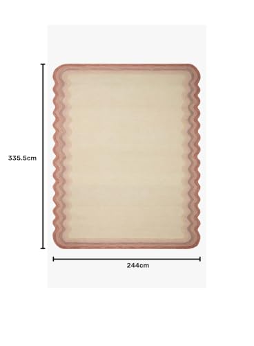 Image of Modern Irregular Shape Pattern Wool Carpet with Loop Texture Yarn Anti Shedding Carpet Size 8x11 Feet B3 Pink Multi Color