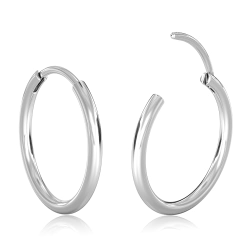 MILACOLATO Petites Boucles d’oreilles Argent pour Femmes Hommes Hypoallergénique 316L Acier Chirurgical Cartilage Tragus Hélice Dormeur Articulé Créoles Boucles...