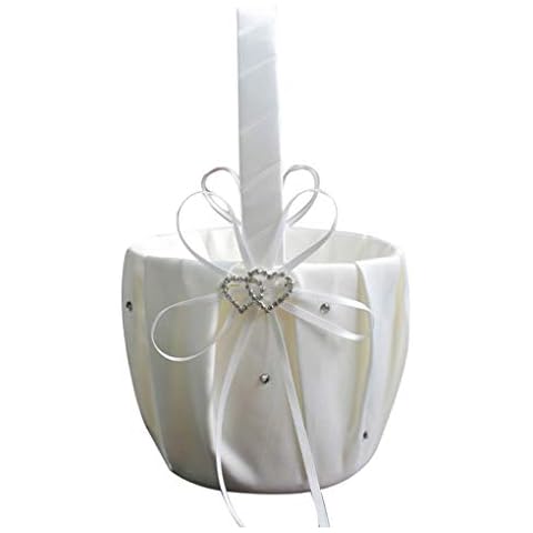 Fengyuanhong Ivory Satin Rhinestone Flower Girl Basket Cover
