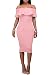 Wonderoy Women's Ruffles Off Shoulder Fitted Club Party Cocktail Bodycon Midi Dress M Pink