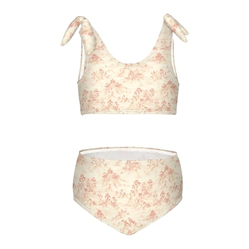 Mountain Pattern Girls Two Piece Tankini Swimsuits Summer Bathing Suit Beach Swimwear Set, 9-10T Multicoloured