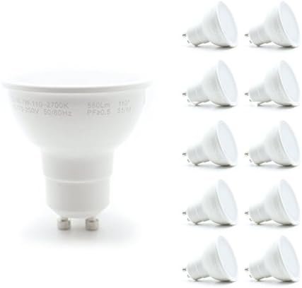 LUMiLiFE 7W GU10 LED Spotlight - 500 Lumens - 10 Pack - Dimmable - 2700K - 50W Replacement