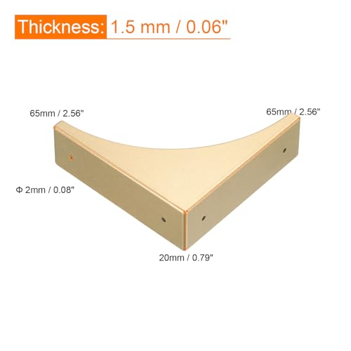 Image of uxcell Corner Protectors, 4Pcs 2.56 inch - Metal Corner Protector, Vintage Decorative Corner Brackets with Screws, Edge Guards for Furniture Box Table (Gold)