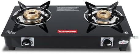 2 Burner Pixel Series Black Toughened Glass LPG Cooktop, Manual Ignition Gas Stove with 1 Year Warranty (ISI Approved) (2 Burner)