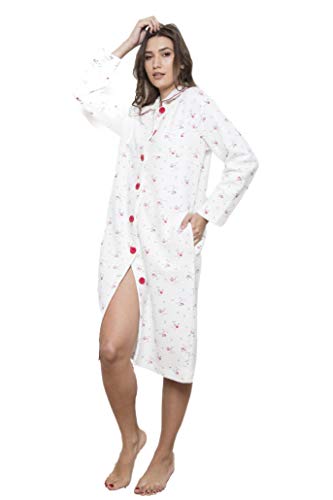 Cotton real Peignoir matelassé à boutons pour femme 100 % coton Rose - Rose - X-Large Cover