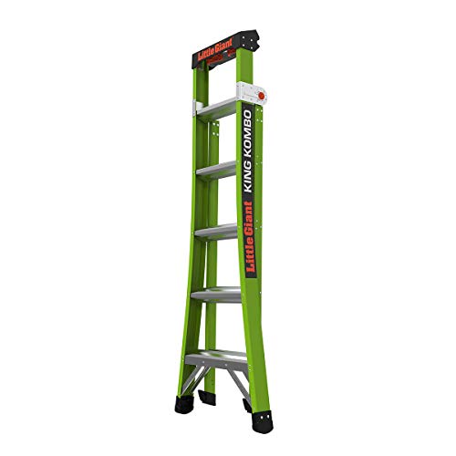 Little Giant Ladder Systems 13610-001 Green King Kombo Pro 6' A frame 10’ Extension-Hi-Viz Type 1AA, 6 Ft