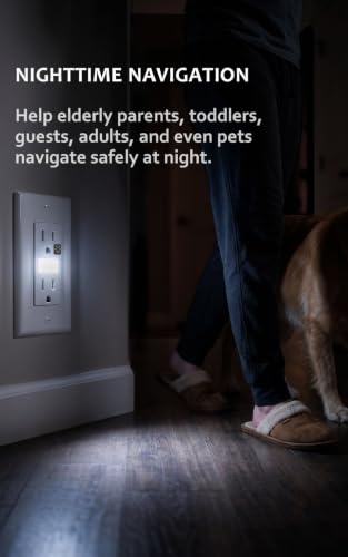 Image of SOZULAMP 10-Pack Night Light Wall Outlet, Touch & Dusk-to-Dawn Sensors | White 15A 125V Tamper-Resistant Receptacle; Guide Light for Kids and Seniors; Ideal for Hallways,Nurseries,Stairs,Bathrooms