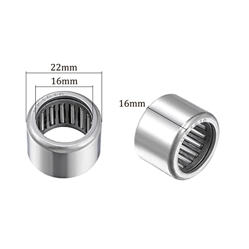 Kozelo 2 Stück HK1616 Nadel Roller Lager - [16mm x 22mm x 16mm] Offene Ende für Getriebe Benutzen Chromstahl Rollen