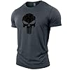 GYMTIER Skull Men's Gym T-Shirt Bodybuilding Training Workout Lifting Top Clothing, Grey, XXL #4
