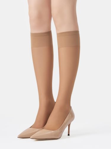 Image of MOOCHI Women's Sheer Knee High Stockings 6 Pairs 20 Denier Nylon Socks