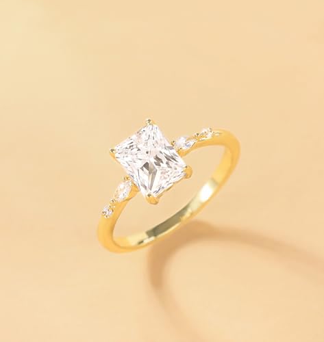 TIGRADE 3CT Engagement Ring for Women Radiant Cut Cubic Zirconia Wedding Band CZ Promise Anniversary Ring Size 3-12.53