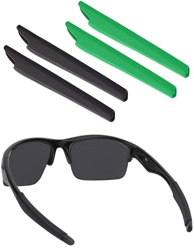 Image of BLAZERBUCK Replacement Temple Sleeves Ear Socks for Oakley Bottle Rocket OO9164 Sunglass - Black + Deep Green