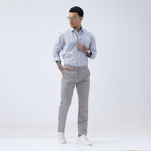 Image of BASICS Premium Cotton Stretch Formal Trousers for Men | Office Pants