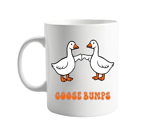Goose Bumps 11oz Ceramic Coffee Mug – Two Geese Bumping Fists in a Funny, Quirky Design – Great for Animal Lovers, Geese Enthusiasts, and Fans of Unique Mugs