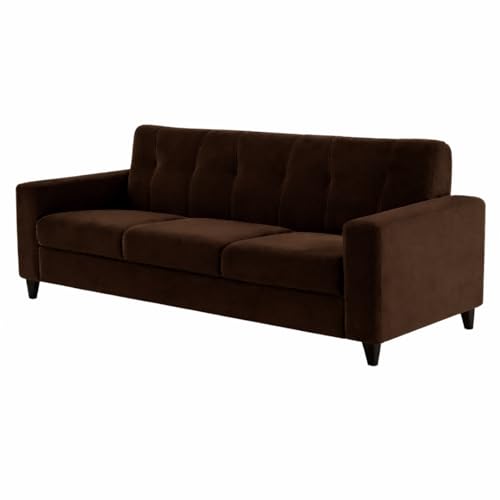 Image of Homeboy 4 Seater L Shape Sofa Set with Movable Ottoman | Flexible Left or Right Layout | Luxe Velvet Suede Fabric | Comfortable Seating | Modern Sofa for Living Room -Dark Brown
