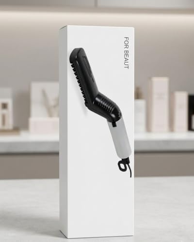 Image of Men's Iron Comb Electric Hair Straightening Comb with Ceramic Heated Plate for Beard & Hair Styling | Fast Heating Hair Straightener Brush for Men | Portable Grooming Tool (Black)