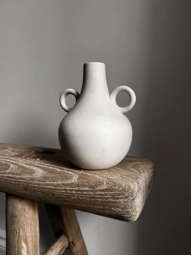 Image of Bliss Hohm Decorative Flower Vase (6 Inches, Off-White) for Home Decor and Gifting, Ceramic Flower Vases for Living Room & Office Decor, Decoration Items, Wall Tabletop showpieces (Amphora)
