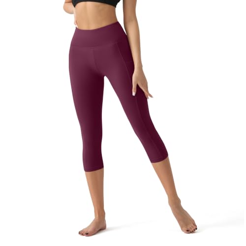 Image of YUDSUD High Waisted Leggings for Women with Pockets - Tummy Control Capris Yoga Pants for Workout Running Athletic Cycling