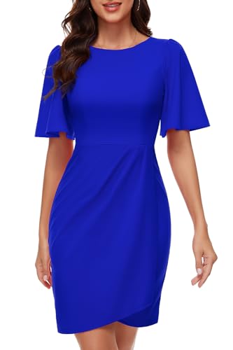 Mejores precios y opiniones de Vestido quiz - los mas comprados. 31 Bbonlinedress - Vestido de manga corta para mujer, vestido de cóctel, fiesta, trabajo, vestido formal para invitados de boda, Azul real, M