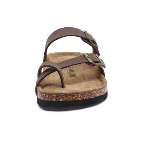 Rainlin Women's Cork Footbed Sandals Comfortable Adjustable Buckle Flat Thong Slide Sandals with Arch Support3