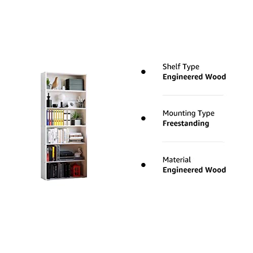 Ironck Bookshelves And Bookcases Floor Standing 6 Tier Display Storage Shelves 70In Tall Bookcase Home Decor Furniture For Home Office, Living Room, Bed Room (Industrial White) #TOP7