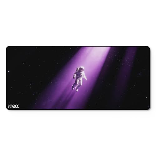 Image of Kreo Terra XXL Deskmat Premium Glass - Smooth Surface, 4mm Cushioned Base, Anti-Fray Stitched Edges - 900x400mm Large Desk Pad for Gaming & Work (Space Walk)