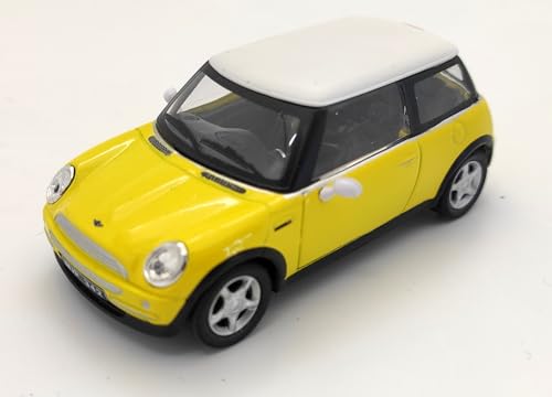 HTC Cararama 1/43 Mini Cooper Amarillo Top y Retro Blanco
