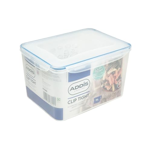 Addis Clip Tight Super Grande boîte de conservation alimentaire rectangulaire de 9 litres de haut en silicone hermétique sans BPA avec couvercle à...